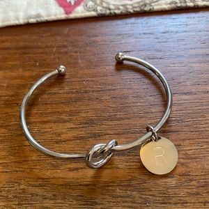 Love Knot silver bracelet with initial A or R